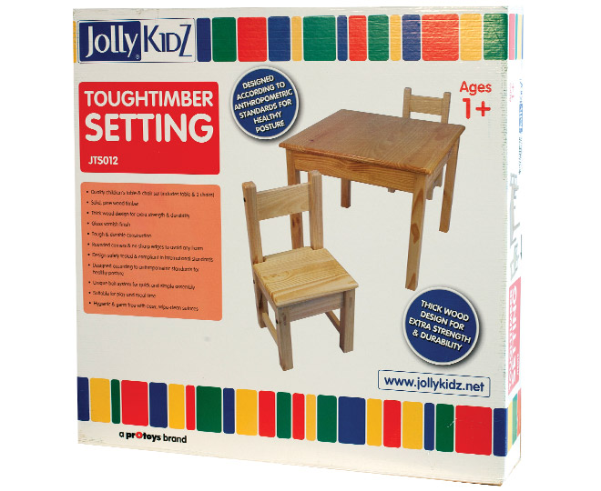 Jolly KidZ Tough Timber Table 2 Chairs Setting M tch