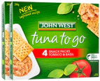 2 x John West Tuna To Go Snack Packs Tomato Basil 4pk 61g