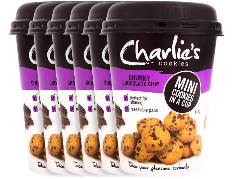 6 x Charlie's Cookies Chunky Chocolate Chip 110g