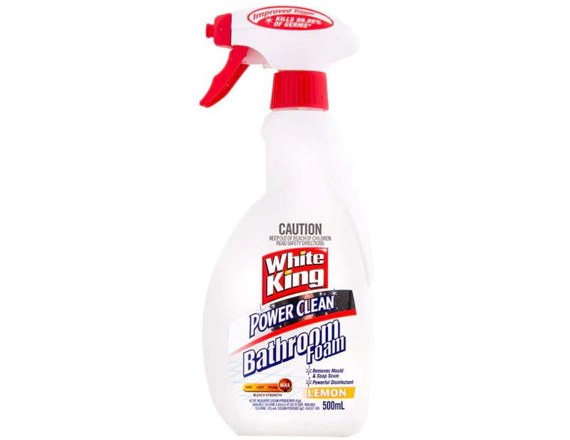 White King Power Clean Bathroom Foam Spray Lemon 500mL