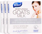 3 x Velvet Moisturising Goats Milk Bar For Face 100g