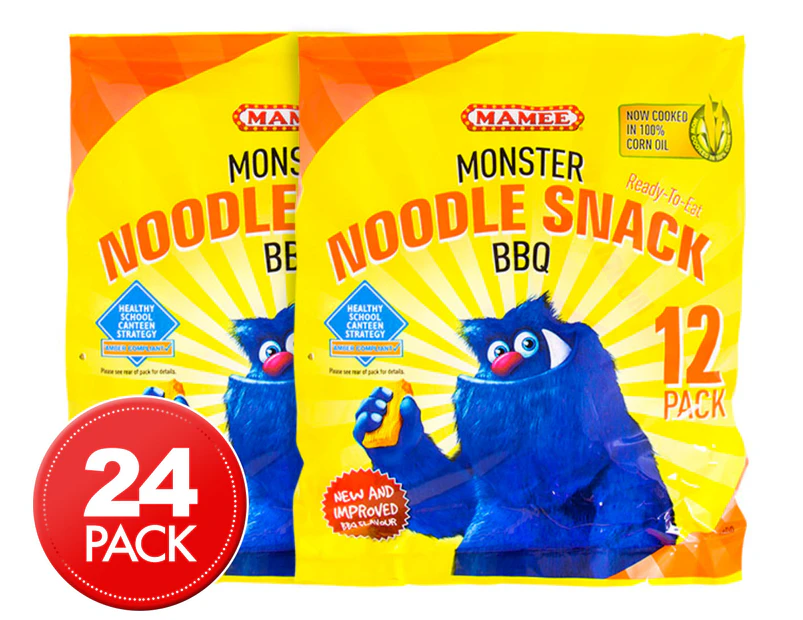 2 x Mamee Ready-To-Eat Monster Noodle Snacks BBQ 300g 12pk