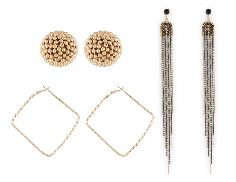 Kardashian Earring Trio – Gold/Hemi