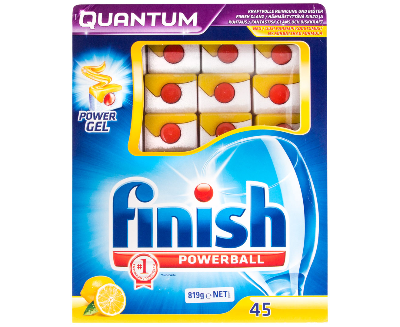 Finish Quantum Powerball Dishwashing Tabs Lemon 45pk Au