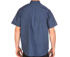King Gee Men's S/Sleeve Wash 'N' Wear Shirt - Met. Blue