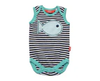 Rhubarb Baby Boys Sea Fish Singlet Bodysuit - Navy Stripe 
