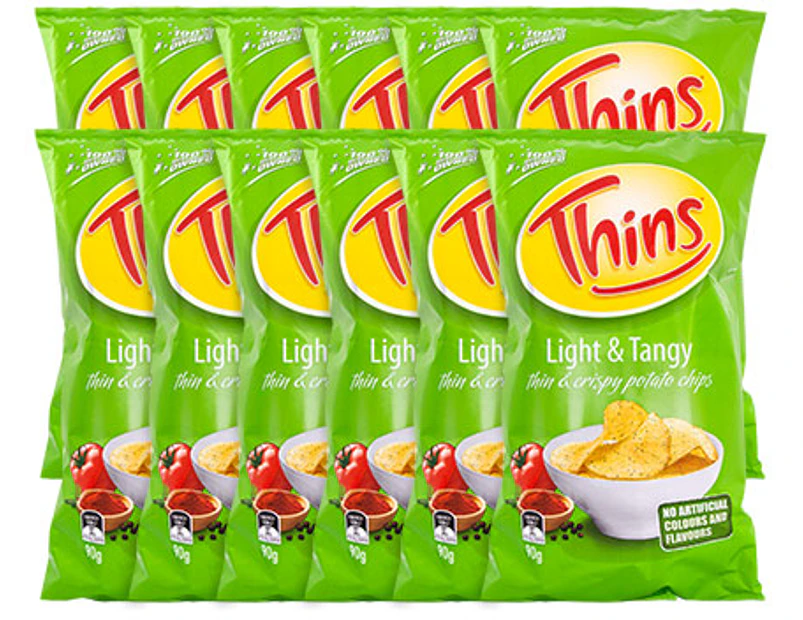 12x Thins Light & Tangy Potato Chips 90g