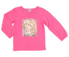 Ouch Girls Printed LongSleeve Tee - Pretty Pink