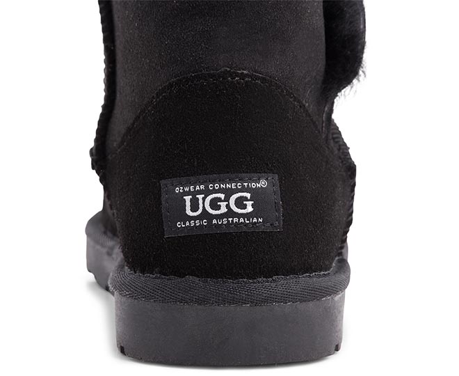 OZWEAR Connection Unisex Button Ugg Boot - Black | Scoopon Shopping