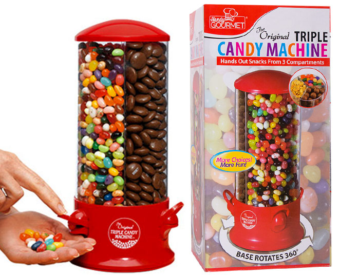 Handy Gourmet 3-compartment Triple Candy Dispenser Machine Red for sale  online