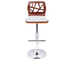 Wooden Cut-out 108cm Padded Bar Stools Set Of 2 - White