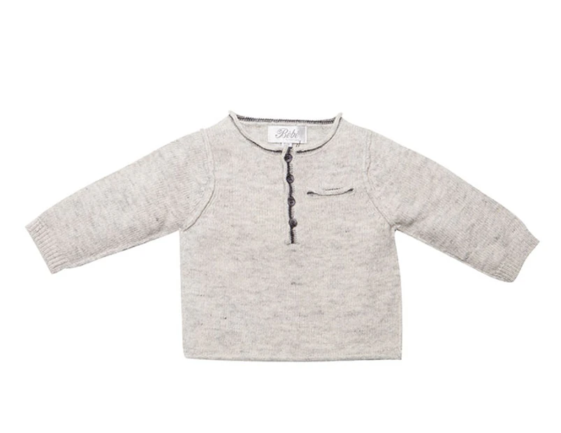 Bebe By Minihaha Luca Knitted Henley Jumper - Oatmeal
