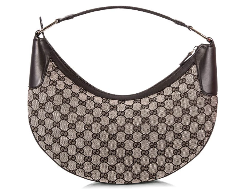 Gucci Logo Print Half Moon Handbag - Grey