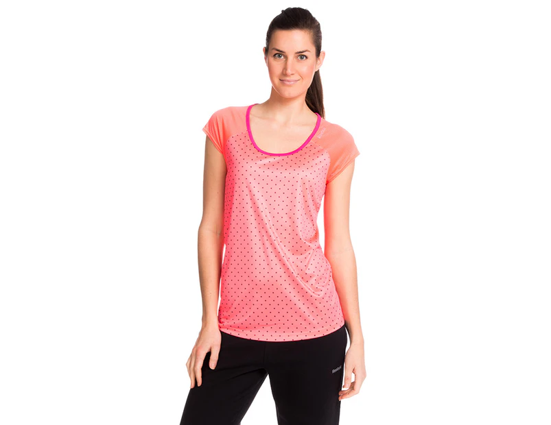 Preview image Reebok Women’s Run Short Sleeve Tee Dot - Punch Pink