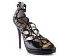 PeepToe Women's Miss Jungle Shoe - Black