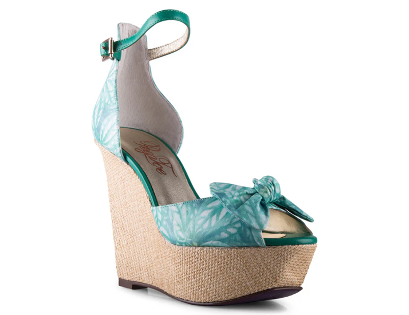 Preview image PeepToe Women's Miss Palm Wedge - Green