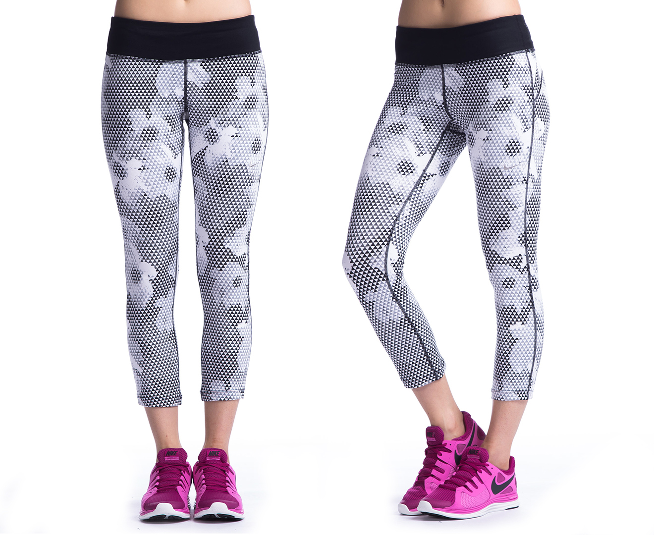 Nike Women's Epic Run Printed Crop Tights - White/Black | Mumgo.com.au