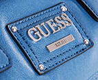 Guess 20cm Faux Leather Perforated Satchel - Navy