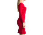 Kardashian Kollection Cut Out Neck Dress - Red