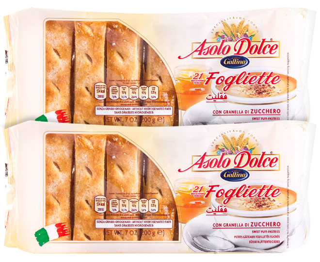 2 x Asolo Dolce Fogliette Puff Pastry Biscuits 200g Catch .au