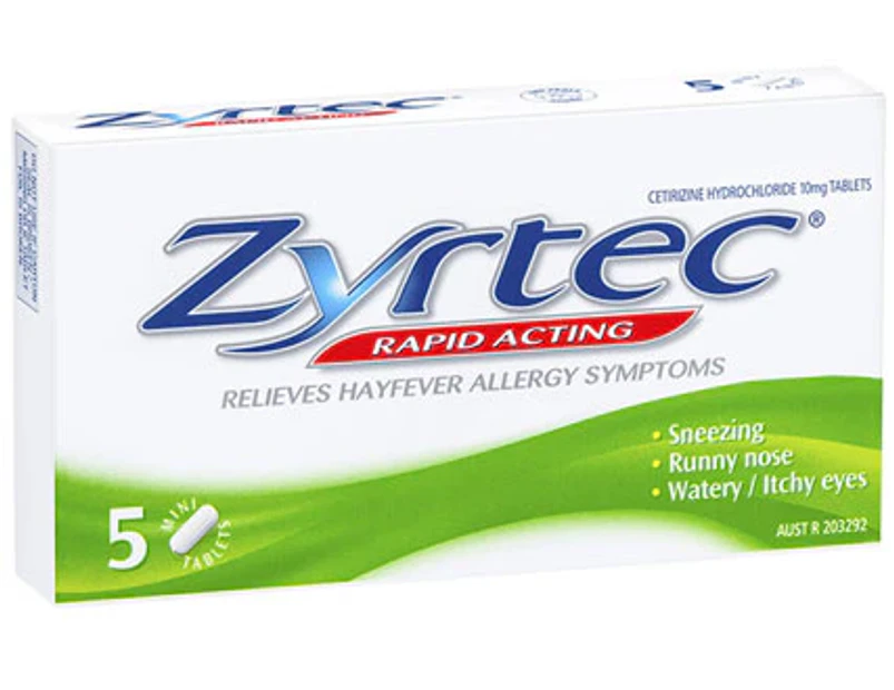 Zyrtec Rapid Acting Hayfever Allergy 5 Mini Tabs