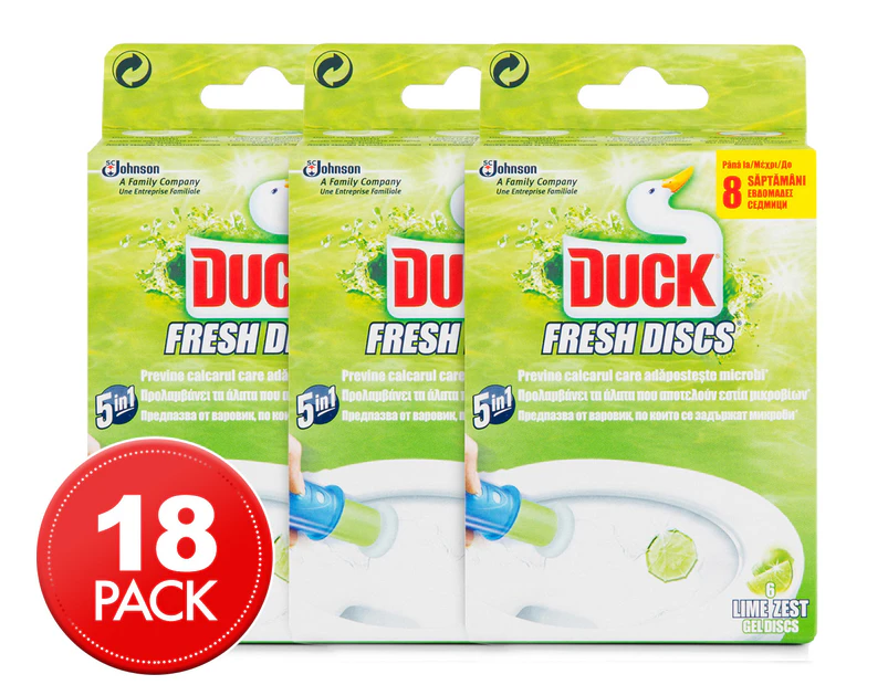 3 x Duck Toilet Fresh Discs Lime Zest 6pk