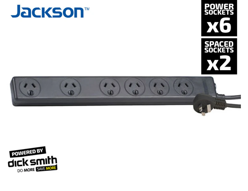 Jackson 6-Outlet Surge Protected Powerboard - Black