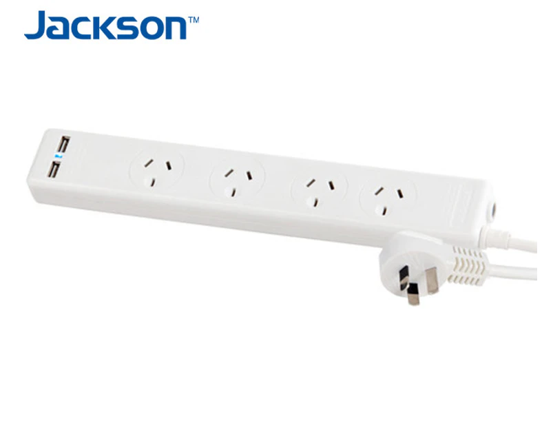 Jackson 4-Outlet Surge Protected Powerboard W/ 2 x USB Ports