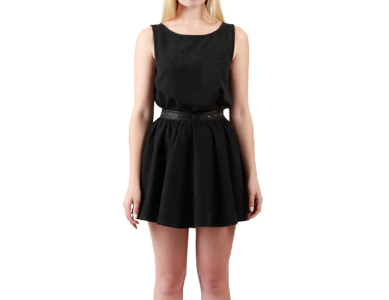 Preview image The Gorjess Closet Studded Velvet Skirt - Black