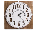 Metal 30cm Wall Clock with Wooden Backing - White