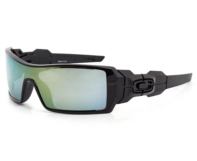 Oakley Oil Rig Sunglasses - Polished Black/Emerald 