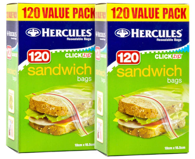 2 x Hercules Sandwich Bags 120pk