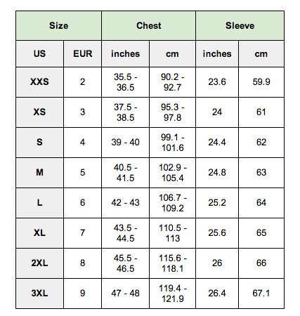 Lacoste Coat Size Chart