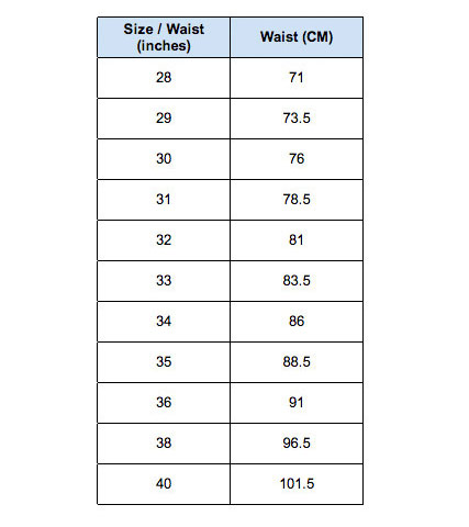 killer jeans size chart
