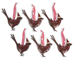 Set of 6 Hanging Metal Christmas Robins - Brown