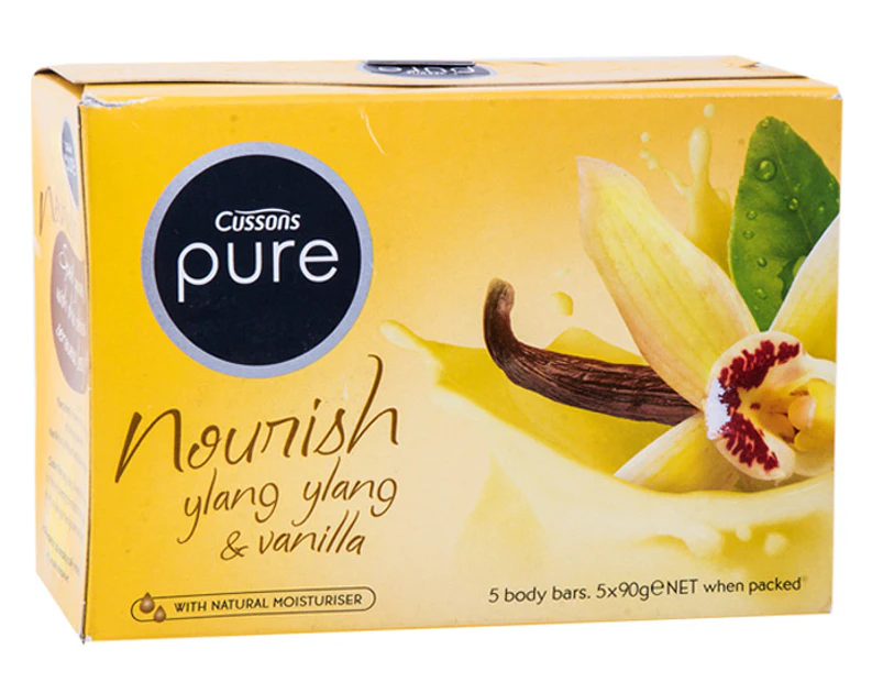 Preview image Cussons Pure Nourish Ylang Ylang & Vanilla Soap 90g 5pk