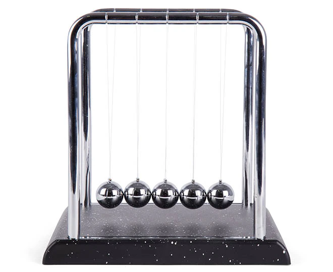 Newton's Large Cradle w/ Marble Look Base - Black/Silver