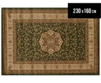 Traditional Flower Motif All Over 230x160cm Rug - Green/Ivory