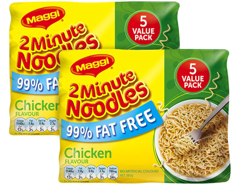 2 x Maggi 2 Minute Noodles 99% Fat Free Chicken 5pk