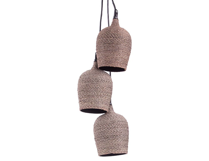 Three Shade Hanging 54x19.5cm Pendant with Rope - Grey