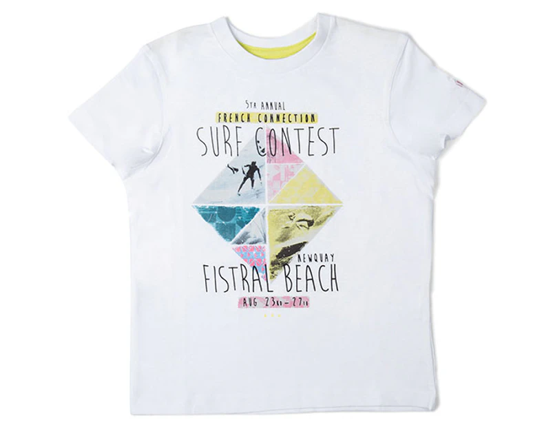 French Connection Boys' S/Sleeve Print Tee - Optic White