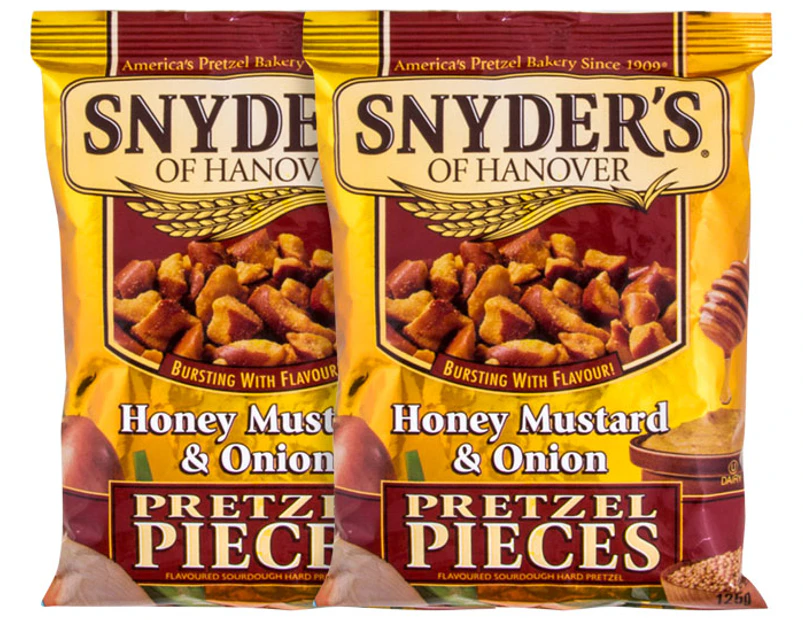 2 x Snyder's Pretzel Pieces Honey Mustard & Onion 125g