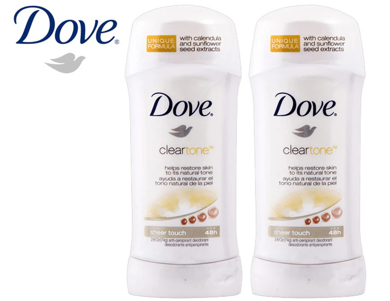 2 x Dove Clear Tone Sheer Touch Anti-Perspirant Deodorant 74g