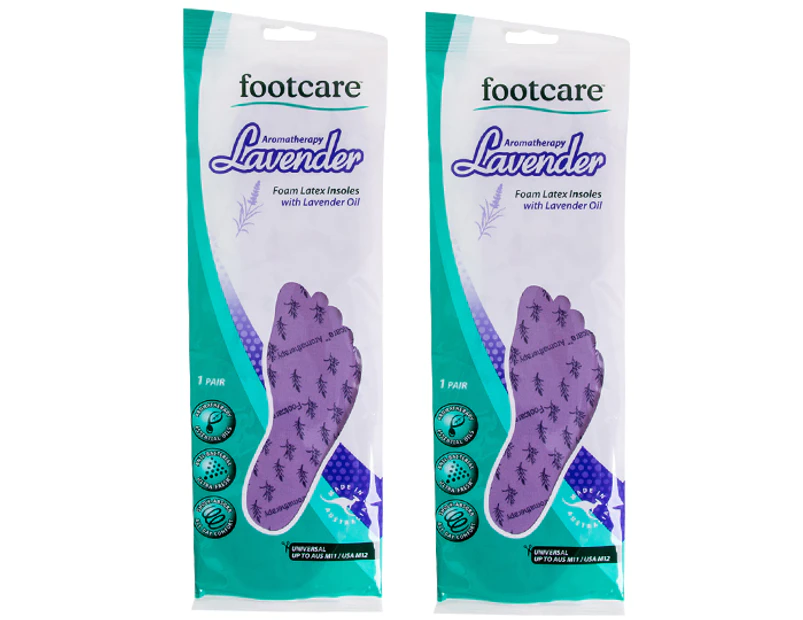 2 x Footcare Lavender Latex Insoles 1pr