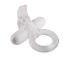 Remote Control Vibrating Rabbit Cockring - Clear