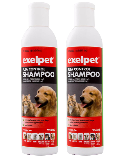 2 x Exelpet Flea Control Shampoo 250mL 