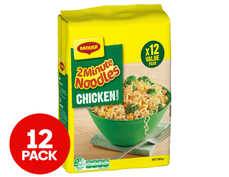 12 x Maggi 2 Minute Noodles Chicken 72g