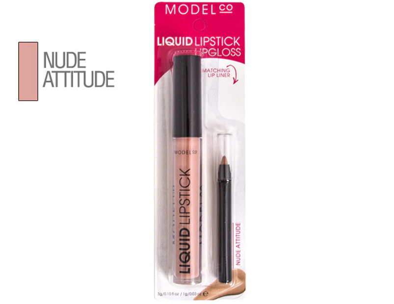 Preview image ModelCo Liquid Lipstick Gloss & Liner Nude Attitude