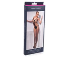 Fever Crotchless Halter Body Stocking One Size - Black