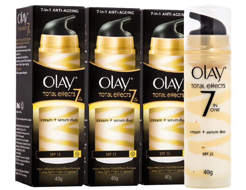 3 x Olay Total Effects 7-In-1 Cream + Serum Duo SPF15 40g